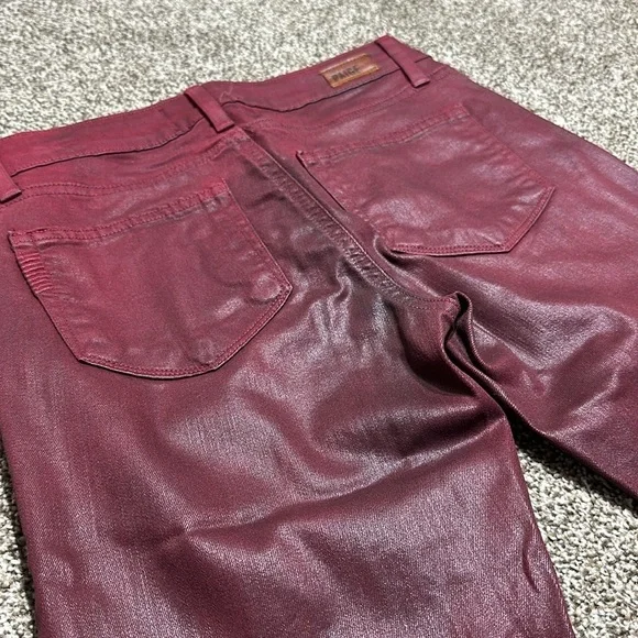 Paige verdugo ankle Shiraz silk coated skinny ankle jeans denim deep red wine - Picture 12 of 15
